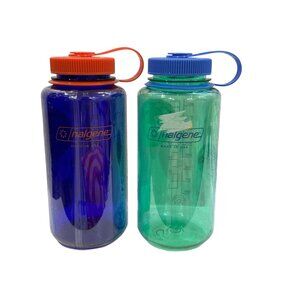Nalgene 32 fl oz (2PACK) Plastic Narrow Mouth Water Bottle(Violet/Pastel Green)